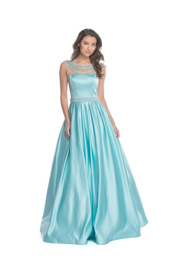 Aspeed - L1678 Applique Illusion Bateau Evening Ballgown
