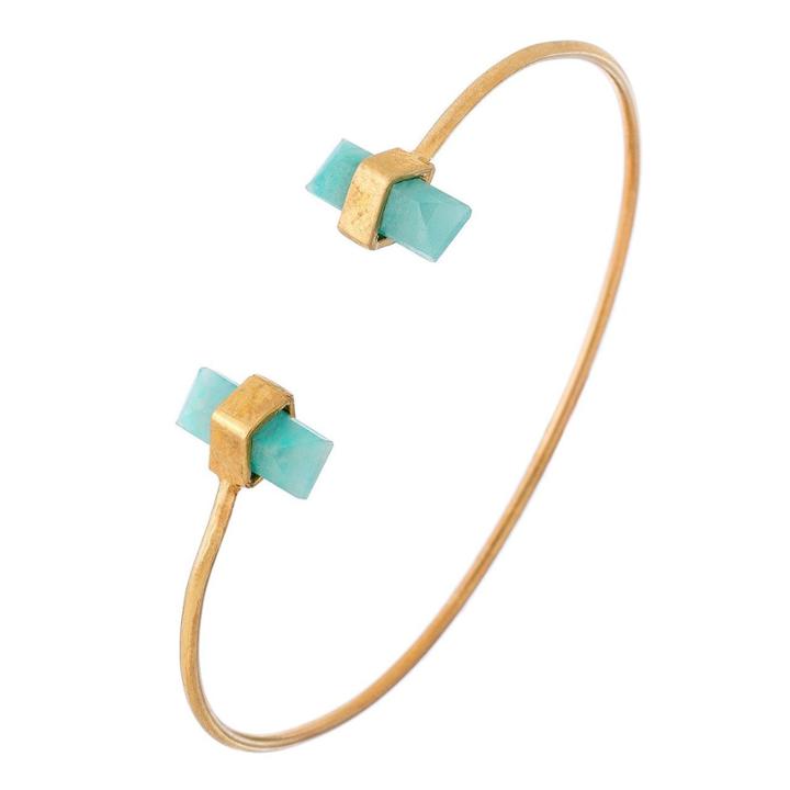 Heather Hawkins - Baguette Bar Bangle In Amazonite