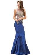Dancing Queen - Lace Embellished Illusion Mermaid Dress 9273