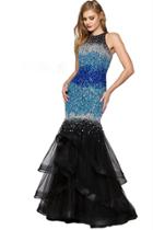 Colors Couture - J041 Bejeweled Mermaid Evening Gown