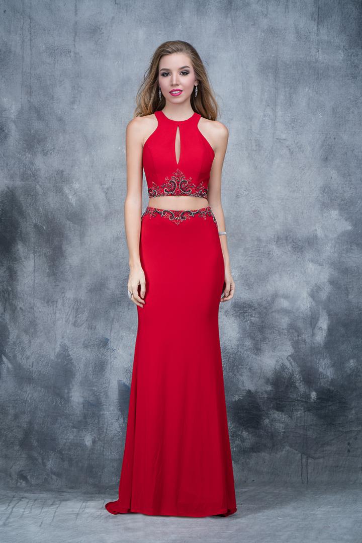 Nina Canacci - 1353 Embellished Halter Sheath Dress