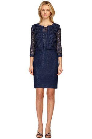 Kay Unger - Lace Tweed Edge Bolero Jacket In Navy
