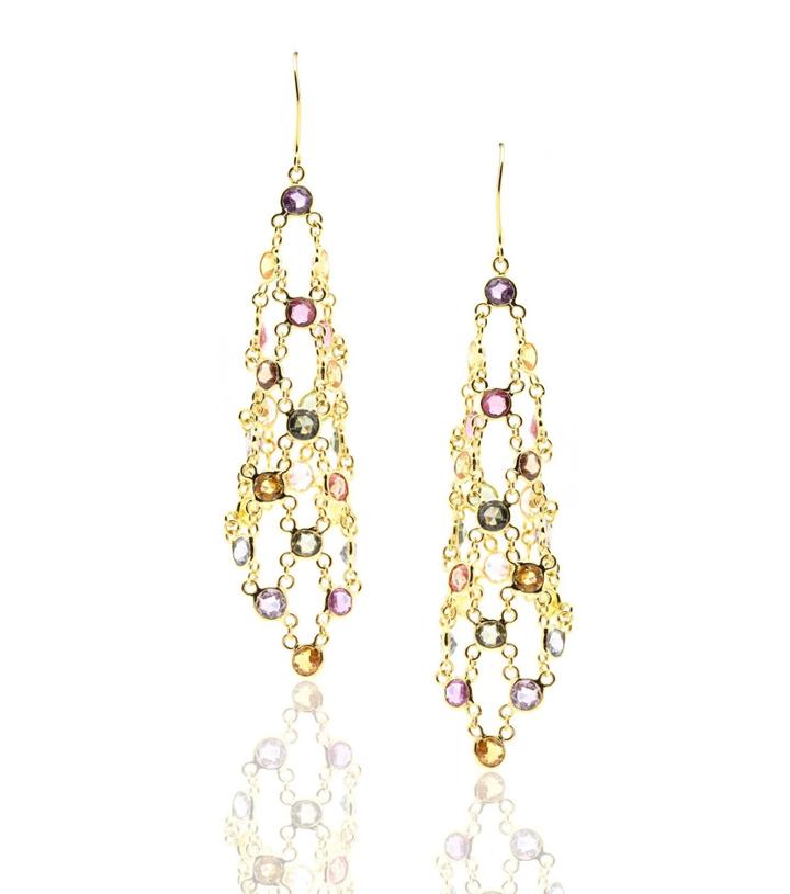 Tresor Collection - 18k Yellow Gold Earring With Multi Sapphire