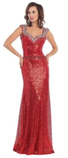 Scintillating Sequined And Jeweled V-neck Long A-line Dress