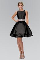 Elizabeth K - Scoop Neck Tiered Skirt Taffeta Cocktail Dress Gs1446