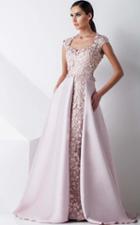Mnm Couture - Floral Motifs Lace Evening Gown G0768
