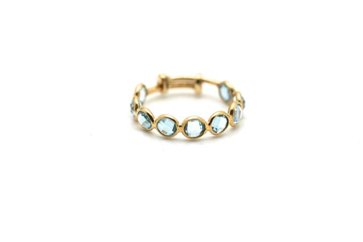Tresor Collection - Blue Topaz Stackable Ring Bands With Adjustable Shank In 18k Yellow Gold 6369771204