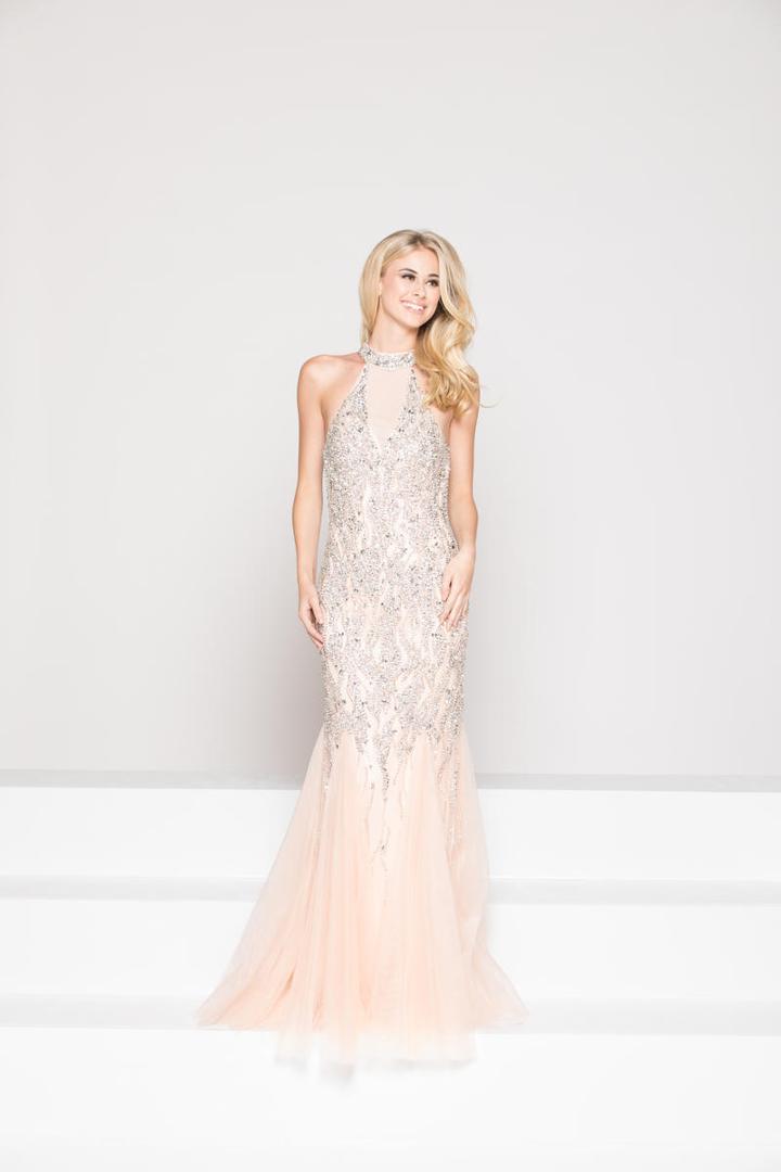 Colors Dress - 1893 Embellished High Halter Trumpet Dress
