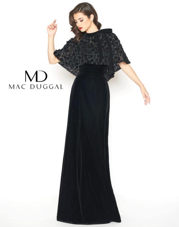 Mac Duggal - 66590r Floral Embroidered Caplet High Neck Sheath Dress