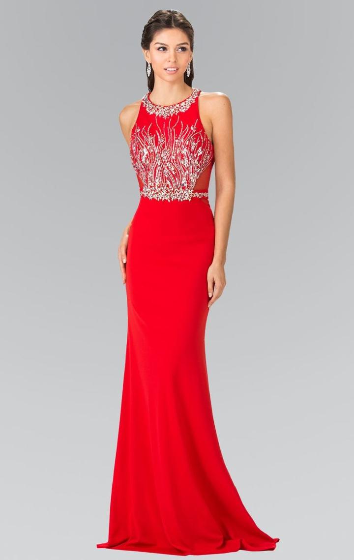 Elizabeth K - Beaded High Neck Rome Jersey Trumpet Gown Gl2294
