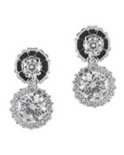 Cz By Kenneth Jay Lane - Signature Round Halo Drop Earrings