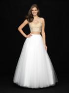Madison James - 18-718 Two Piece Swirl Designed Tulle Ballgown