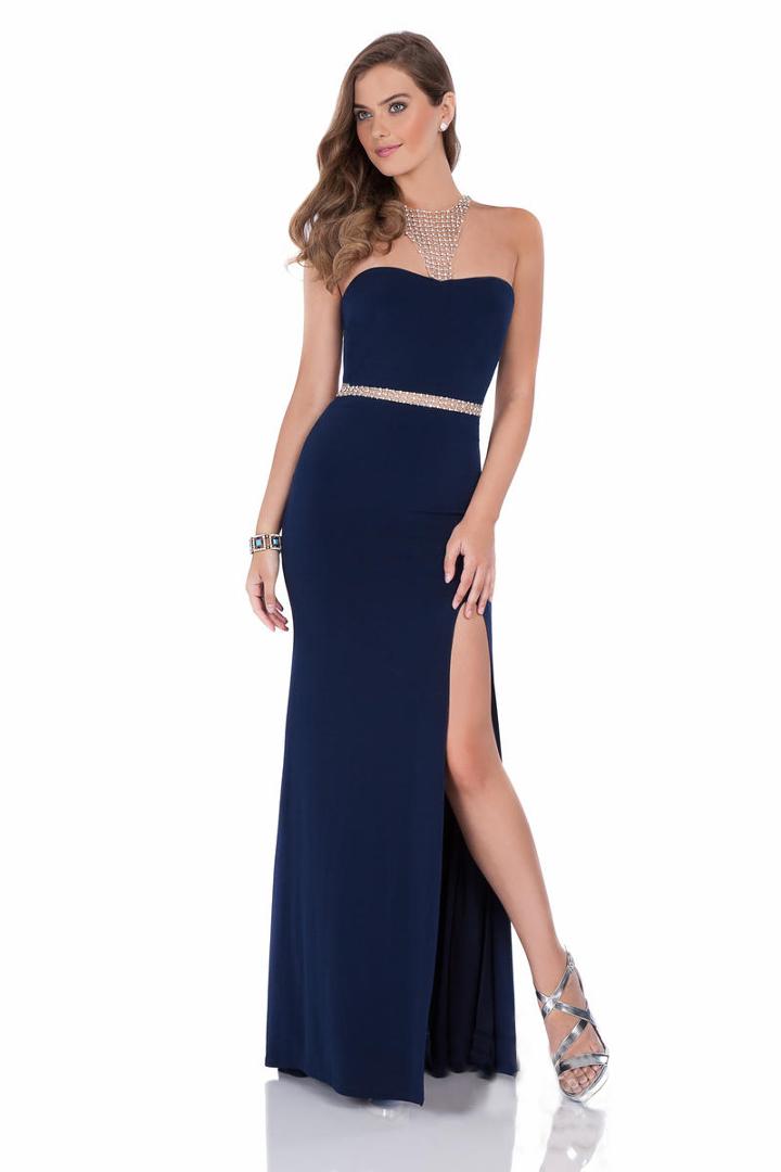 Terani Couture - Bejeweled Halter Neck Sheath Dress 1615p1297b