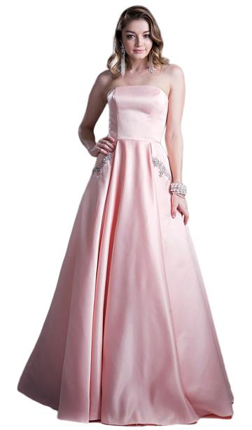 Cinderella Divine - Embellished Strapless A-line Evening Dress