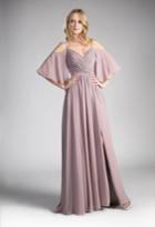 Cinderella Divine - Cold Shoulders Flutter Sleeve Evening Dress