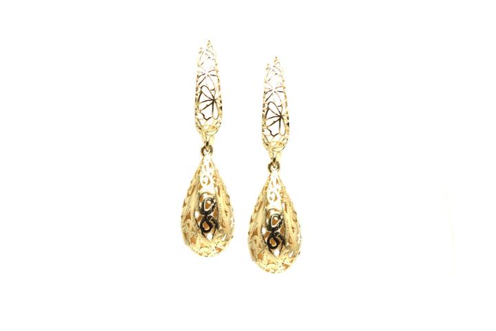 Tresor Collection - Lattice Cutout Briolette Earrings 18k Yello Gold