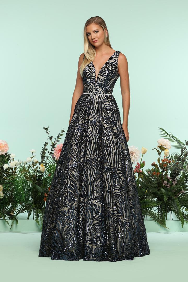 Zoey Grey - 31252 Sequined Deep V-neck A-line Dress