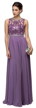 Dancing Queen - 9458 Beaded Lace Applique A-line Dress