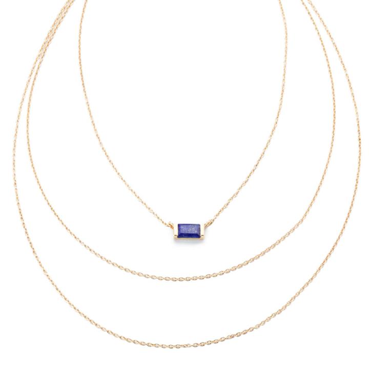 Margaret Elizabeth - 3 Strand Channel Set Necklace Lapis