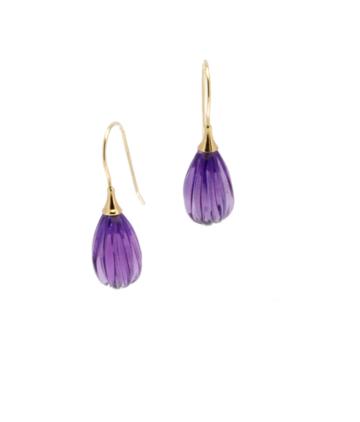 Lori Kaplan Jewelry - Fluted Amethyst Gold Earrings