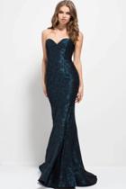 Jovani - 50845 Beaded Strapless Floral Mermaid Gown