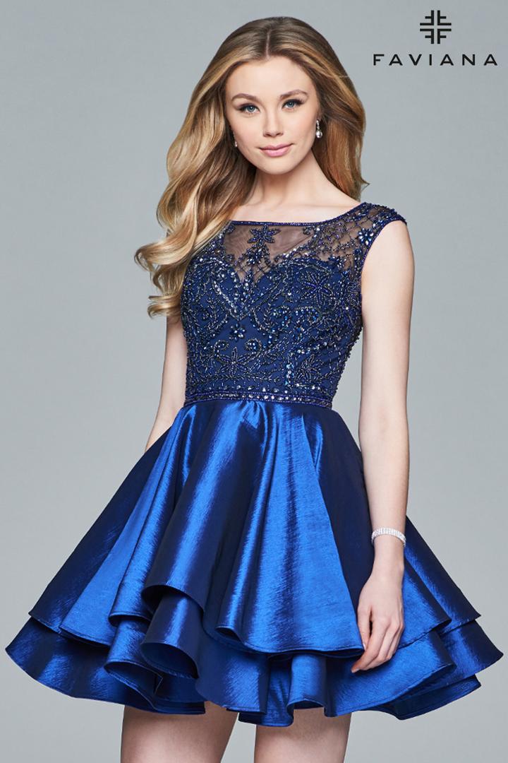 Faviana - Beaded Stretch Taffeta Cocktail Dress S8069