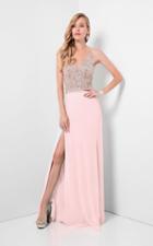 Terani Couture - Crystal Embellished Sheer Illusioned Bodice Prom Dress 1712p2511