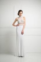 Cinderella Divine - Beaded High Neck Faux Two-piece Sheath Gown