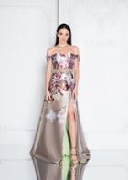 Terani Couture - 1811e6125 Multi-colored Off-shoulder A-line Dress