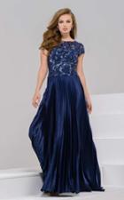 Jovani - 41868 Sequined Cap Sleeve Pleated Evening Gown