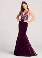 Ellie Wilde - Ew118119 Floral Deep V-neck Mermaid Dress