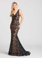 Ellie Wilde - Ew118087 Fitted Plunging Lace Evening Dress