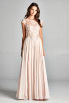 Aspeed - L1846 Applique Jewel Neck A-line Evening Dress