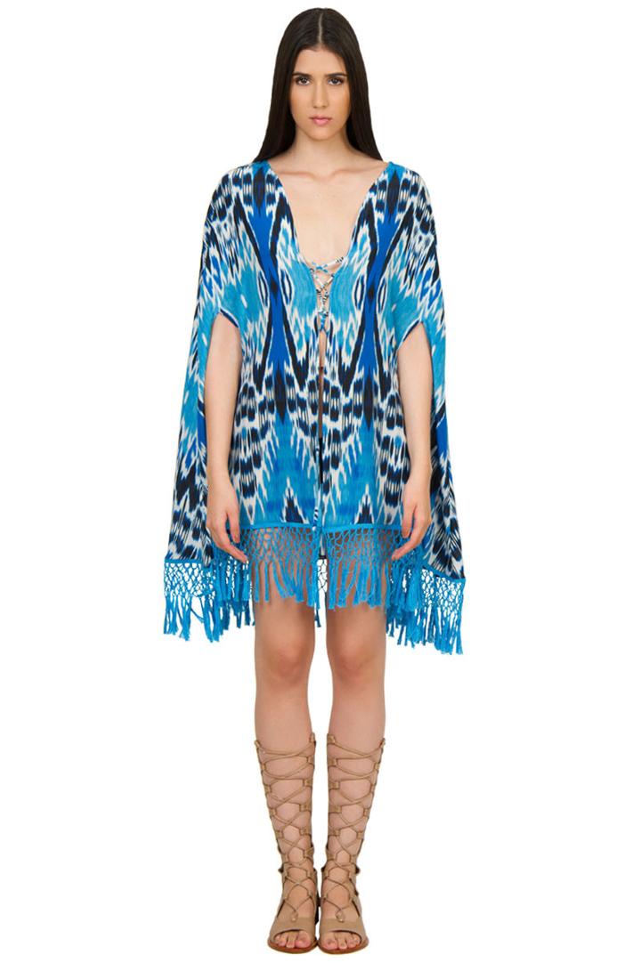 Caffe Swimwear - Crochet Open Tunic In Blue