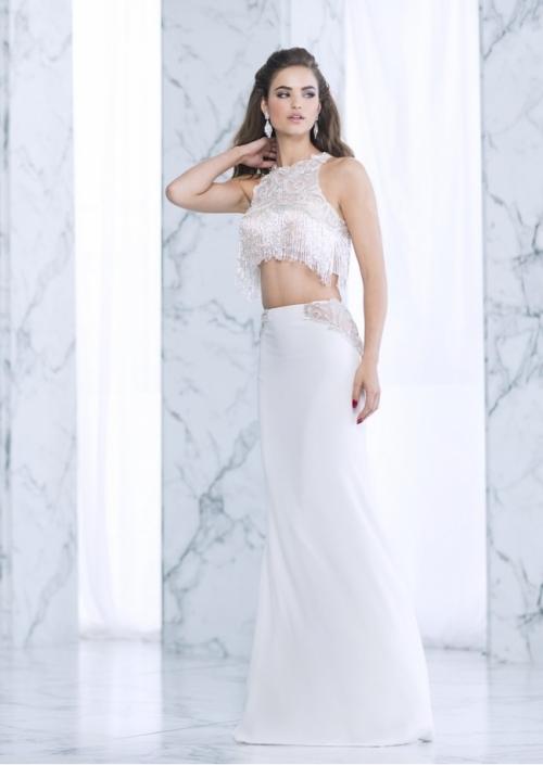 Tarik Ediz - Two Piece Fringe Gown 50047