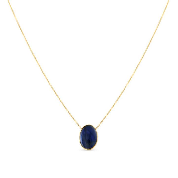 Tresor Collection - Labradorite Smooth Oval Necklace In 18k Yellow Gold