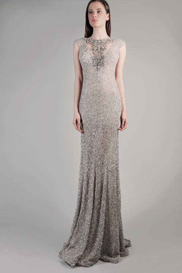 Beside Couture By Gemy - Cpf14 4038 Cap Sleeve Ornate Sequined Gown