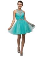 Bejewelled And Pleated Bodice Homecoming Dress
