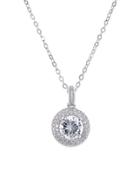 Cz By Kenneth Jay Lane - Pave Round Pendant Necklace