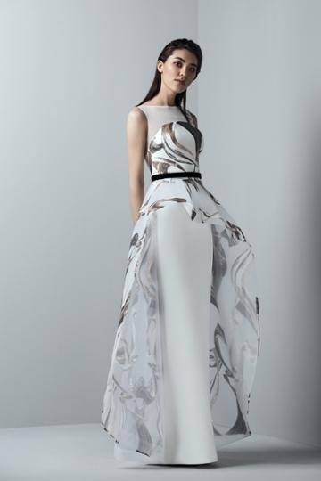 Saiid Kobeisy - 3355 Sequined Asymmetrical Peplum Gown