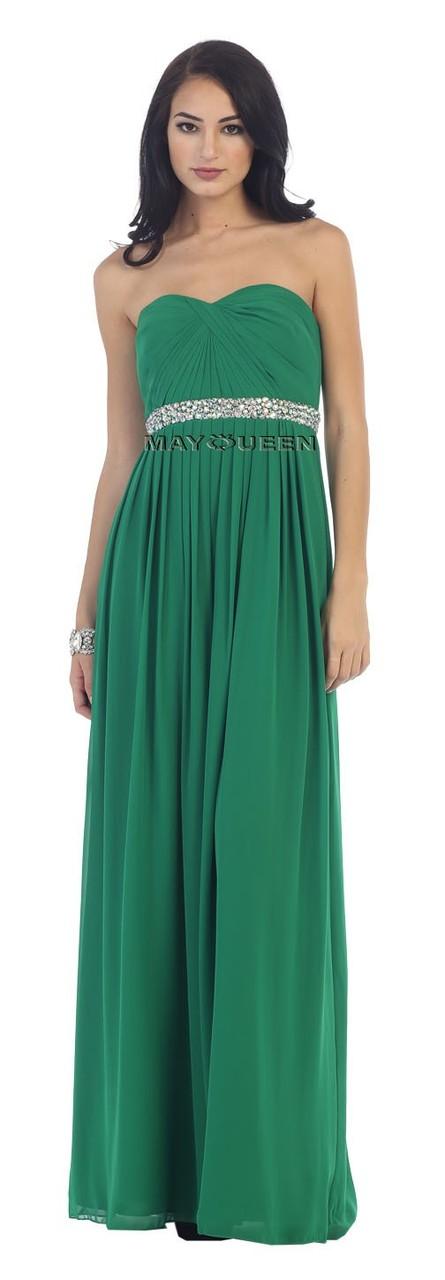 Strapless Sweetheart Rhinestone Chiffon Long Dress