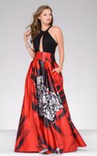 Jovani - 36562a Printed Abstract A Line Floral Evening Gown