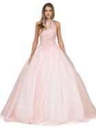 Dancing Queen - 1173 Embellished High Halter Ballgown