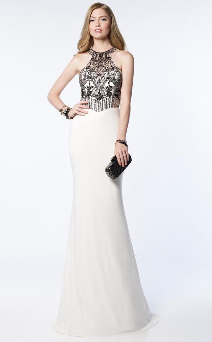 Alyce Paris - 1153 Embellished Halter Neck Jersey Dress
