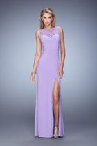 La Femme - 20894 Sleeveless Illusion Lace Gown