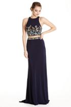 Aspeed - L1758 Two Piece Embroidered Halter Sheath Prom Dress