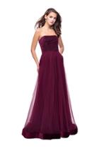 La Femme - 25408 Horizontal Striped Tulle A-line Dress