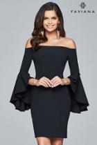 Faviana - Off-shoulder Short Crepe Dress S8076