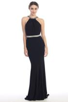 Eureka Fashion - Jeweled Halter Jersey Sheath Dress