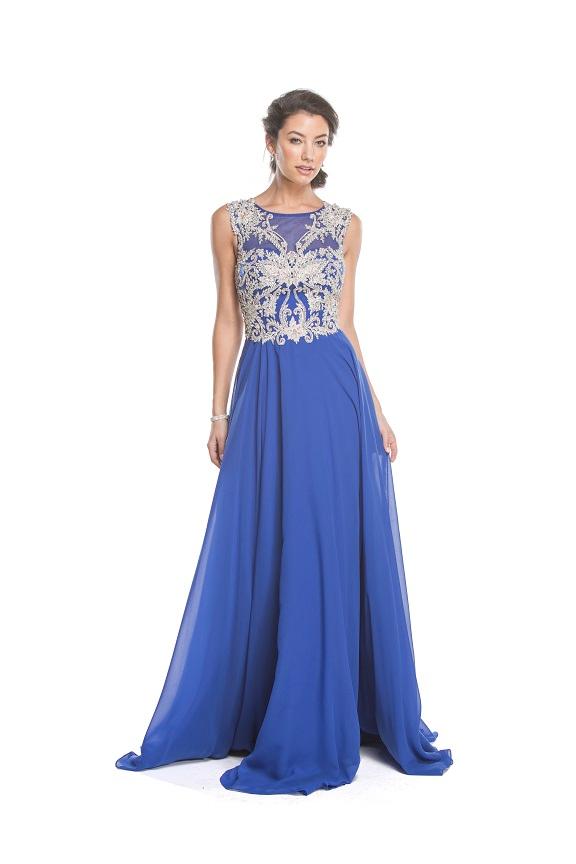 Aspeed - L1684 Embellished Sheer Bateau A-line Prom Dress